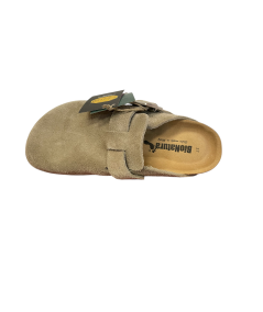 Ciabatta chiusa BioNatura 11VEGASRX-I-SCTA  pellame Scamosciato taupe Suola confort in VIBRAM fibbia novita