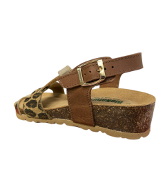 Sandalo BioNatura 12A 826-I-MLUXPL pellame naturale ingrassato Cuoio oro  suola confort