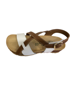 Sandalo BioNatura 12A 826-I-tour pellame naturale ingrassato Cuoio bianco suola confort rialzata