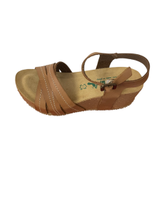 Sandalo BioNatura 24A2251 pellame naturale ingrassato cuoio suola confort rialzata
