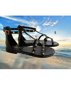 SANDALO L'eleganza PATRIZIA PEPE PPJ343 pelle con stras suola classica in cuoio