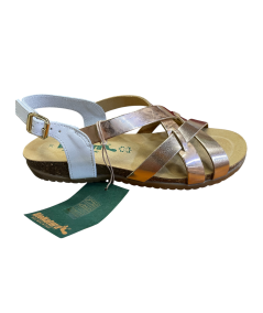 Sandalo BioNatura 34A2168-I- pellame laminata naturale   bianco suola confort antiscivolo
