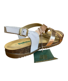 Sandalo BioNatura 34A2168-I- pellame laminata naturale   bianco suola confort antiscivolo