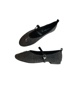 Scarpa decolte J925 PATRIZIA PEPE PPj 306 in pelle nera e rivetti argento basse morbidissime