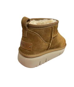 scarpa stivaletto linea ugg donna Grunland po1804 camoscio cuoio FELPATA   plantare anatomico lana suola rialzata soft