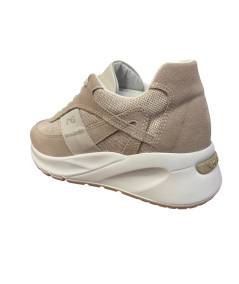 Nero Giardini 615182  Sneakers camoscio Femm rip lino lurex allacciato plantare in memory estraibile