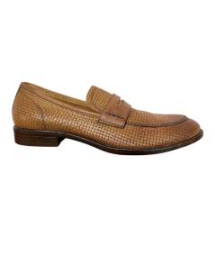 Mocassino uomo estivo  nicola benson 80173 pellame stropicciato microforato cuoio