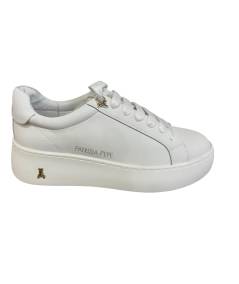 Sneakers alte PATRIZIA PEPE PPj 354 in Pelle Bianco e riporto oro suola rialzata  allacciato semplice