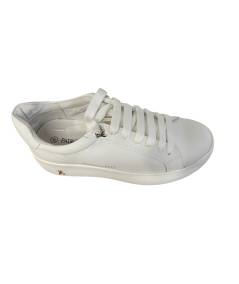 Sneakers alte PATRIZIA PEPE PPj 354 in Pelle Bianco e riporto oro suola rialzata  allacciato semplice