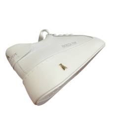 Sneakers alte PATRIZIA PEPE PPj 354 in Pelle Bianco e riporto oro suola rialzata  allacciato semplice