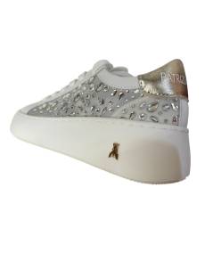 Sneakers alte PATRIZIA PEPE PPj 355  Bianco tempestata di stras argento e rete trasparente
