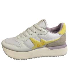 Sneakers SUN 68 donna 36222 camoscio e tessuto bianco rip giallo   P.E. 26 EDIZ LIMITATA