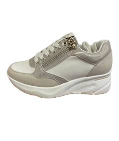 Sneakers donna modello KEYS gold GB925, beige  ghiaccio con cerniera suola gomma  rialzata con plantare