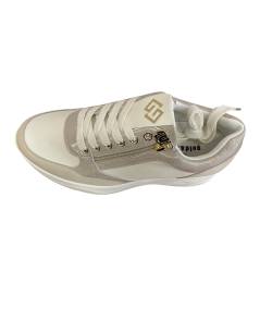 Sneakers donna modello KEYS gold GB925, beige  ghiaccio con cerniera suola gomma  rialzata con plantare