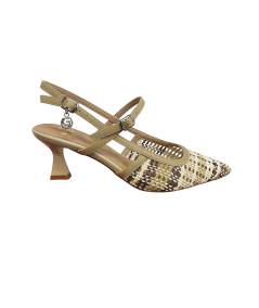 chanel- slingback tacco linea Venturi gold   gp980 beige intrecciato champagne