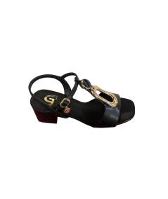 sandalo- donna tacco linea Venturi gold   FG09  NERA E ORO T 50