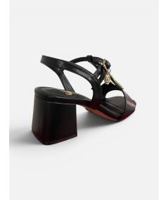 sandalo- donna tacco linea Venturi gold   FG09  NERA E ORO T 50