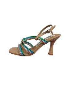 sandalo- donna tacco 9 linea Venturi gold   GD35  bege azzurro verde  ORO
