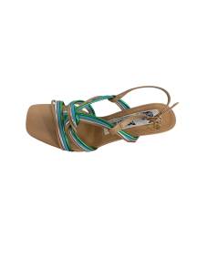 sandalo- donna tacco 9 linea Venturi gold   GD35  bege azzurro verde  ORO