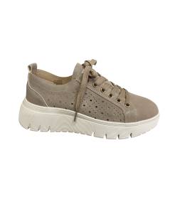 Grunland sneaker Sc6179 f6 Scarpa Donna pelle nabuk taupe traforata allacciata superleggera estraibile
