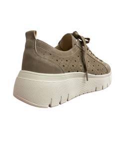 Grunland sneaker Sc6179 f6 Scarpa Donna pelle nabuk taupe traforata allacciata superleggera estraibile