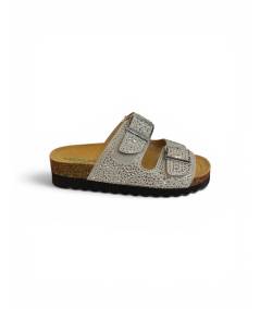 ciabatta donna Grunland HOLA CB1840- argento suola rialzata 2 strap