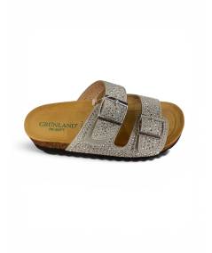 ciabatta donna Grunland HOLA CB1840- argento suola rialzata 2 strap