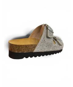 ciabatta donna Grunland HOLA CB1840- argento suola rialzata 2 strap