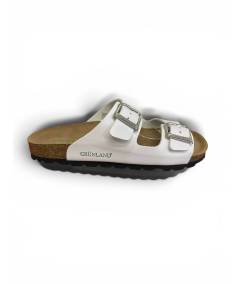 ciabatta donna Grunland sara cb9952-40 bianco suola bassa 2 fibbie
