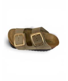ciabatta donna Grunland enny cb0076-40 KAKI suola leggermente rialzata  2 fibbie