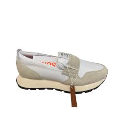 Mocassino Sneakers SUN 68 donna 36235  camoscio ghiaccio e tessuto bianco    P.E. 26 EDIZ LIMITATA