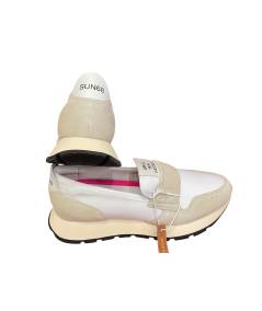Mocassino Sneakers SUN 68 donna 36235  camoscio ghiaccio e tessuto bianco    P.E. 26 EDIZ LIMITATA