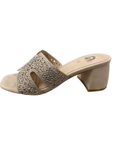 Ciabatta  tacco, linea Venturi gold, gu 355 beige stras champagne