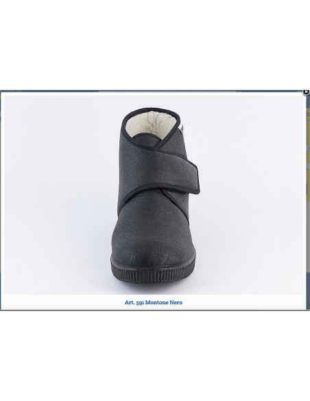 pantofole uomo lana emanuela 591 effetto montone strap confort nera