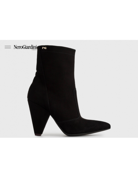 Stivaletto donna  Nero Giardini 909453 pelle scamosciato nero tre quarti t. 7 cerniera laterale