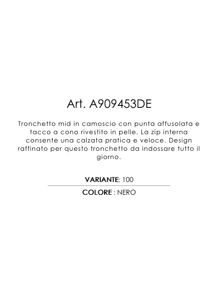 Stivaletto donna  Nero Giardini 909453 pelle scamosciato nero tre quarti t. 7 cerniera laterale