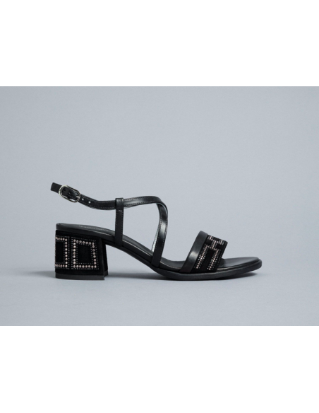 Sandalo donna Nero giardini 012262 pelle nera  elegante