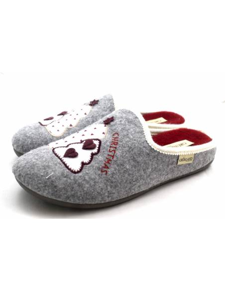 Ciabatta pantofola Grunland ci2938 tessuto caldo grigio con albero natale  suola antiscivolo un bel regalo natalizio