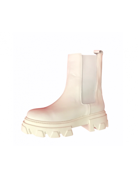 Stivaletto artigiano linea Lumberjak  in pelle bianco  2 elastici