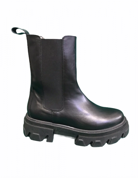 Stivaletto artigiano linea Lumberjak  in pelle nero  2 elastici