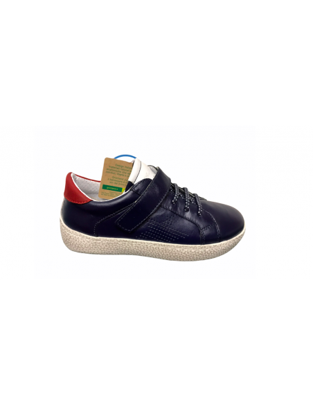 sneakers Grunland Bimba sc2799 pelle blu bianco allacciato e strap