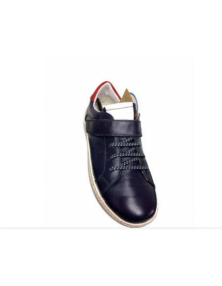 sneakers Grunland Bimba sc2799 pelle blu bianco allacciato e strap