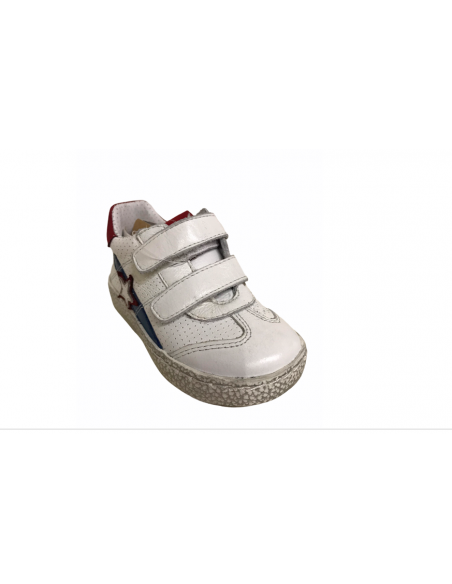 sneakers Grunland BimbO PP0444 pelle bianco BLU E BORDO  2  strap