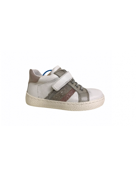 sneakers Grunland Bimba PP0446 pelle bianco oro  2  strap