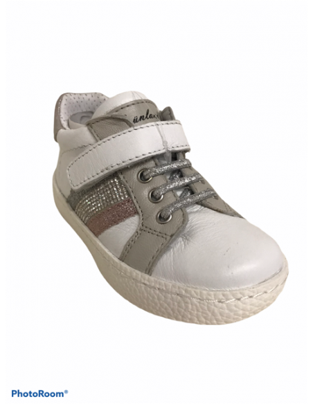 sneakers Grunland Bimba PP0446 pelle bianco oro  2  strap