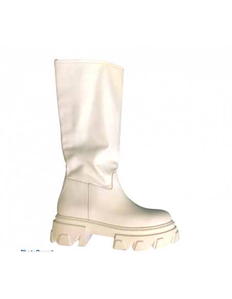 Stivaletto artigiano linea Lumberjak  in pelle bianco  2 elastici